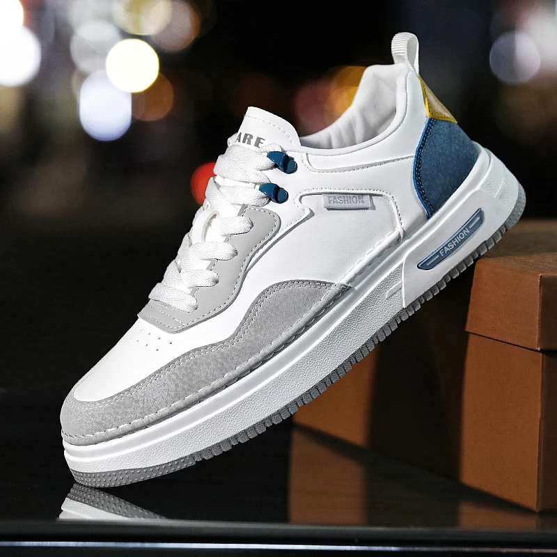 

Мужские Прогулочные кроссовки из ПУ кожи, модная повседневная обувь с резиновой подошвой