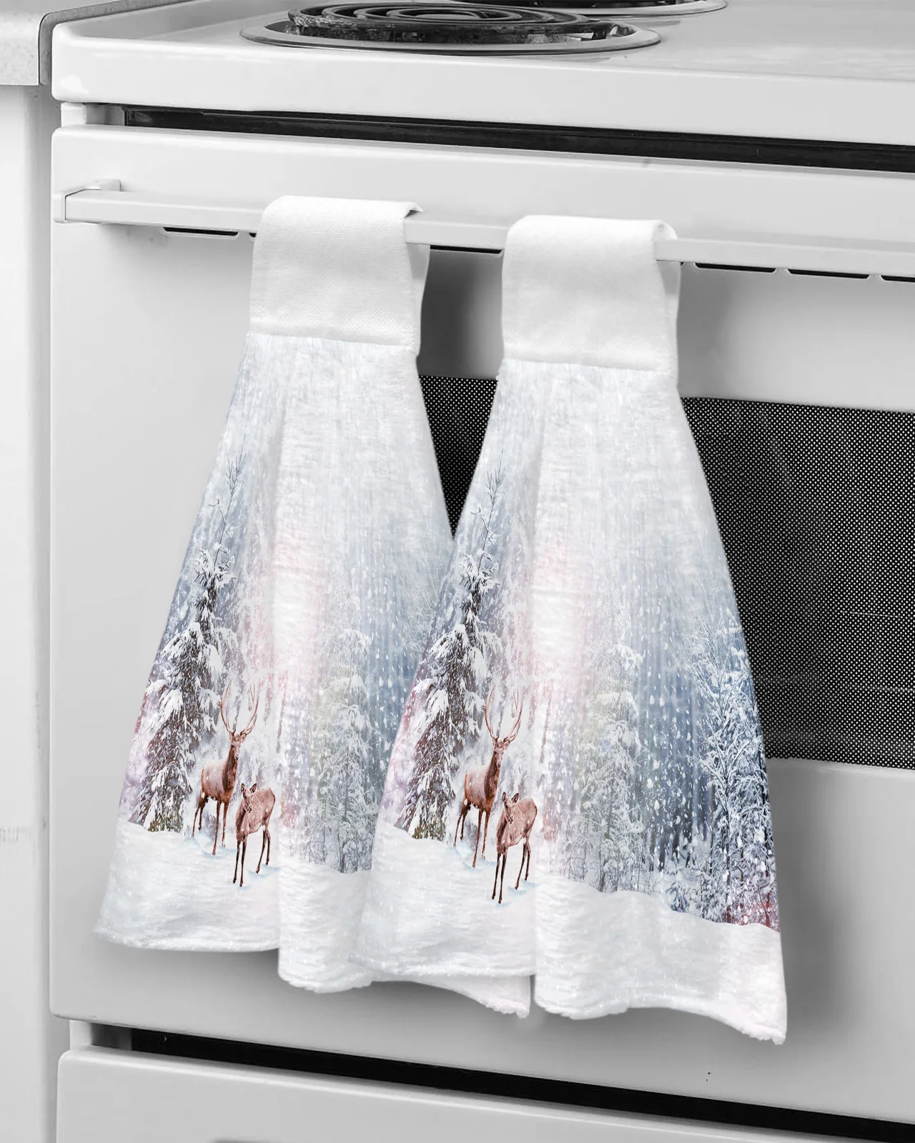 

Зимние рождественские полотенца для рук с изображением снежной, зимней елки, мороза, оленя, полотенце из микрофибры для ванной комнаты, подв...