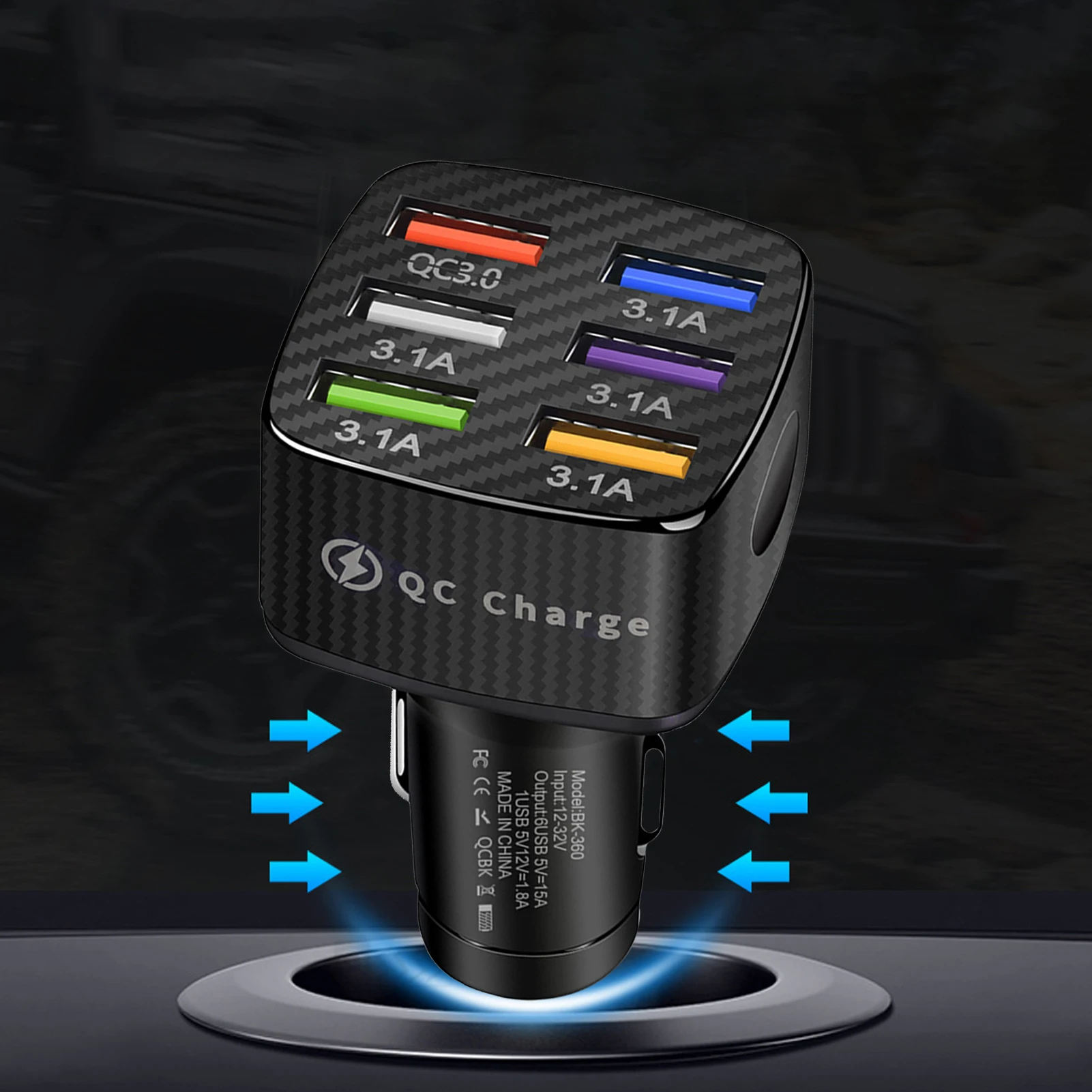 6 USB QC3.0 автомобильное зарядное устройство Быстрая зарядка 2 0 адаптер для быстрой