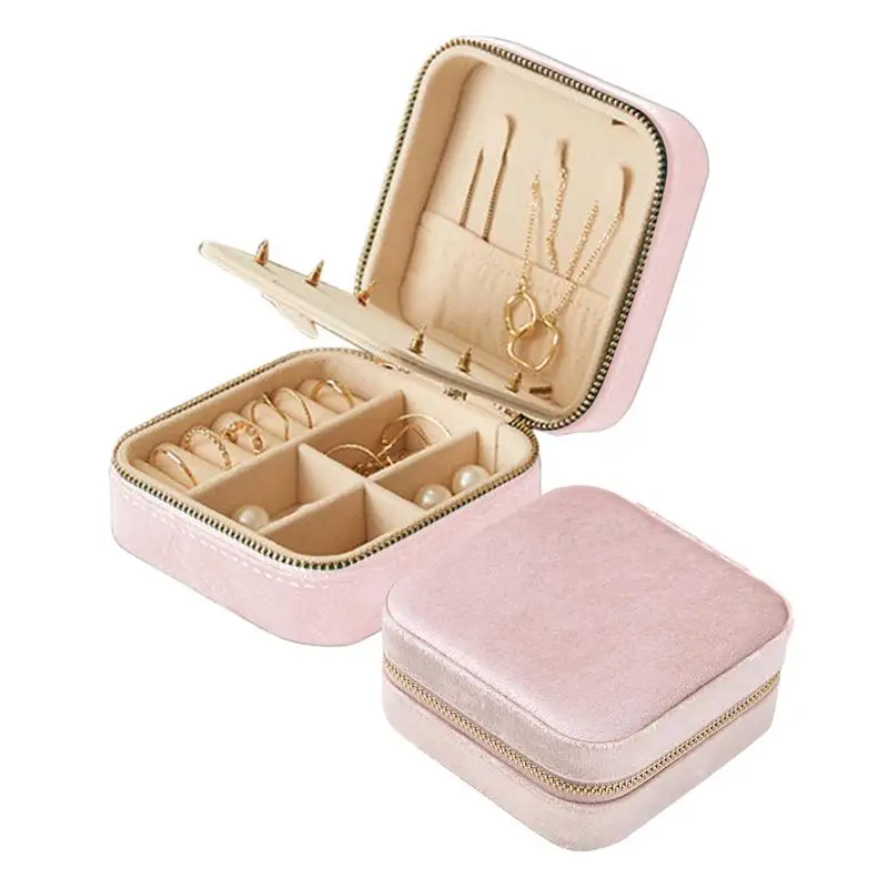 

Travel Jewelry Box Organizer Velvet Travel Jewelry Case Small Jewelry Box Ladies Jewelry Travel Case Earring Organizer