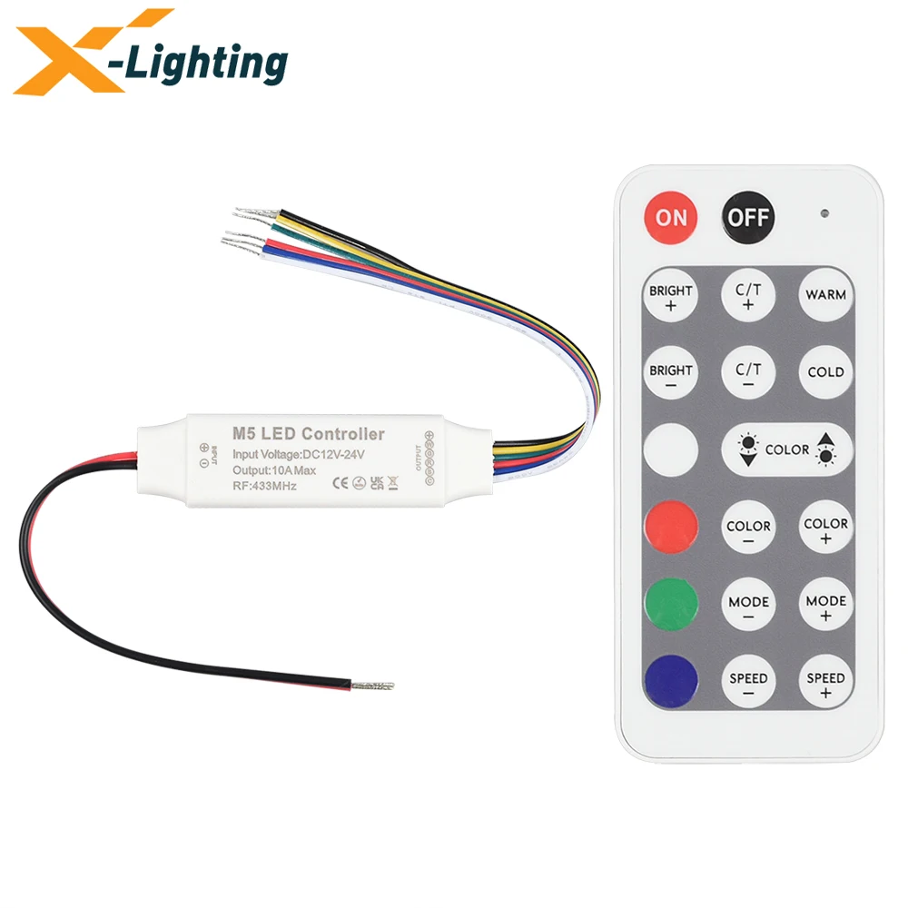 

10 А 20 клавиш мини RGB + CCT светодиодный регулятор затемнения с беспроводным радиочастотным пультом дистанционного управления для RGBWW светодио...