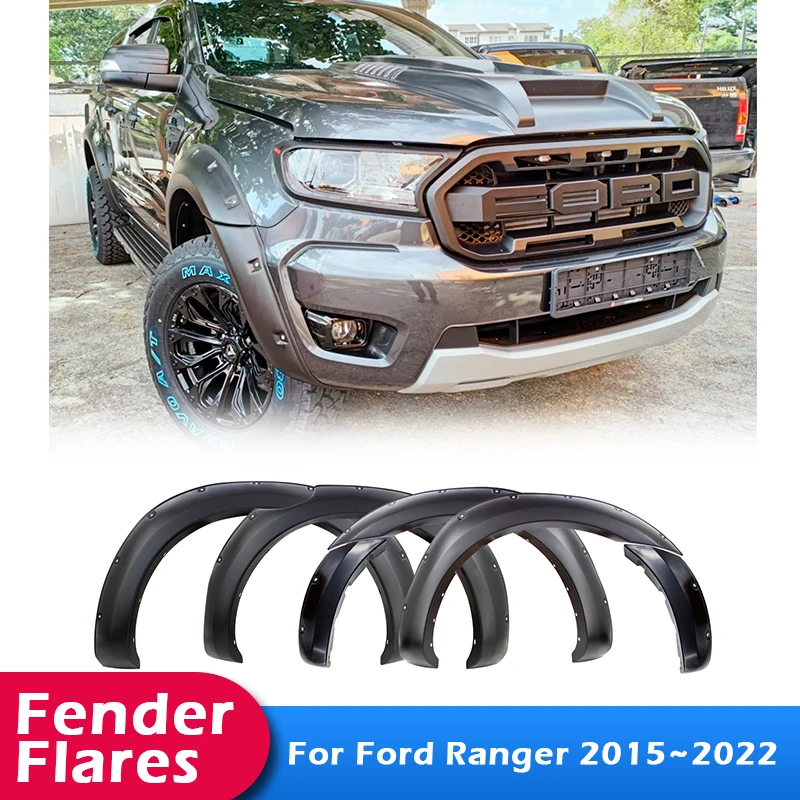 

6" Fender Flares For Ford Ranger T7 T8 2015~2022 Wildtrak Sport XLT XLS XL Double Cabin Wheel Arch Mudguard 4X4 Car Accessories