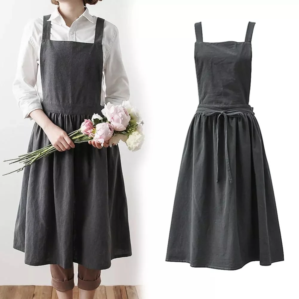 

Kitchen Nordic Linen Baking Gardening Restaurant Sexy For Apron Simple Apron Coffee Florist Shops Cooking Cotton Pinafore Aprons