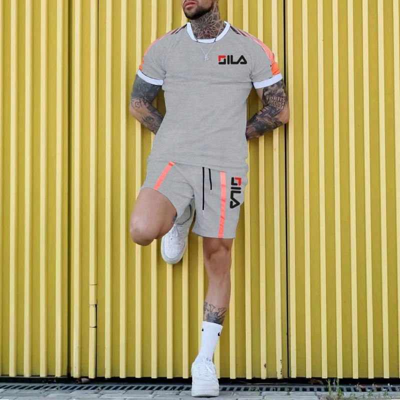 Summer Beach Clothes For Men 2 Piece Set Quick Dry Tshirt And Shorts Set Men Fashion Clothing Printing Casual Outfits