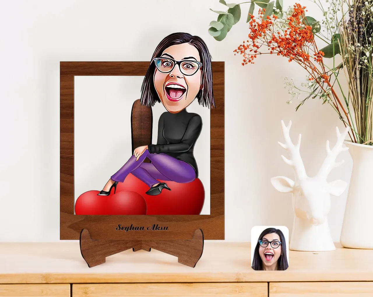 

Персонализированные Для женщин с карикатурой деревянная стойка 3D Biblo-2