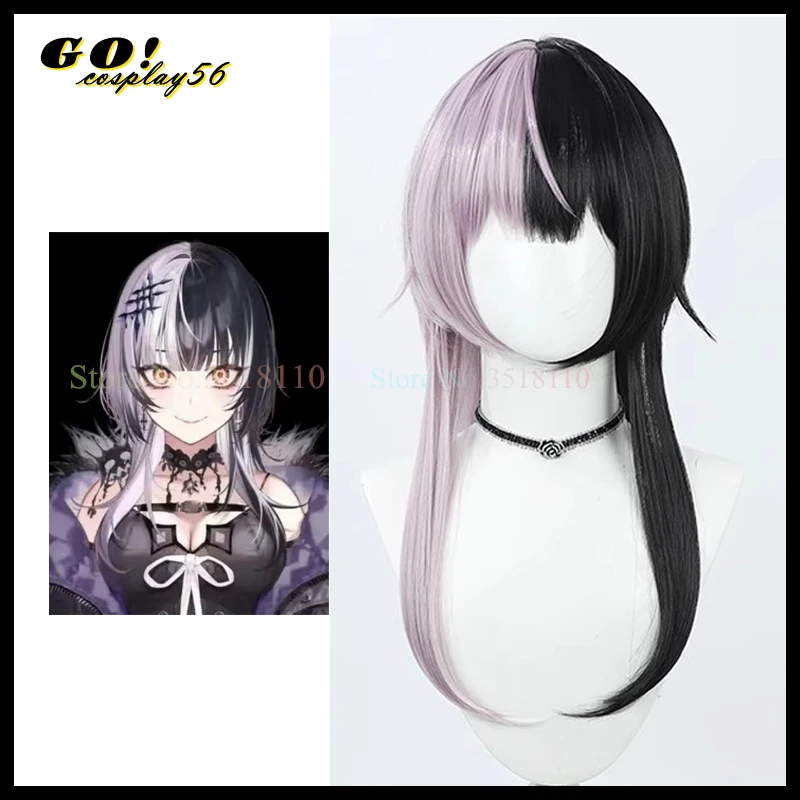 

Hololive EN Shiori Novella Cosplay Wig 60cm Long Straight Hair Purple Mixed Black Vitual Idol Vtuber 2023 NEW Liver Headwear