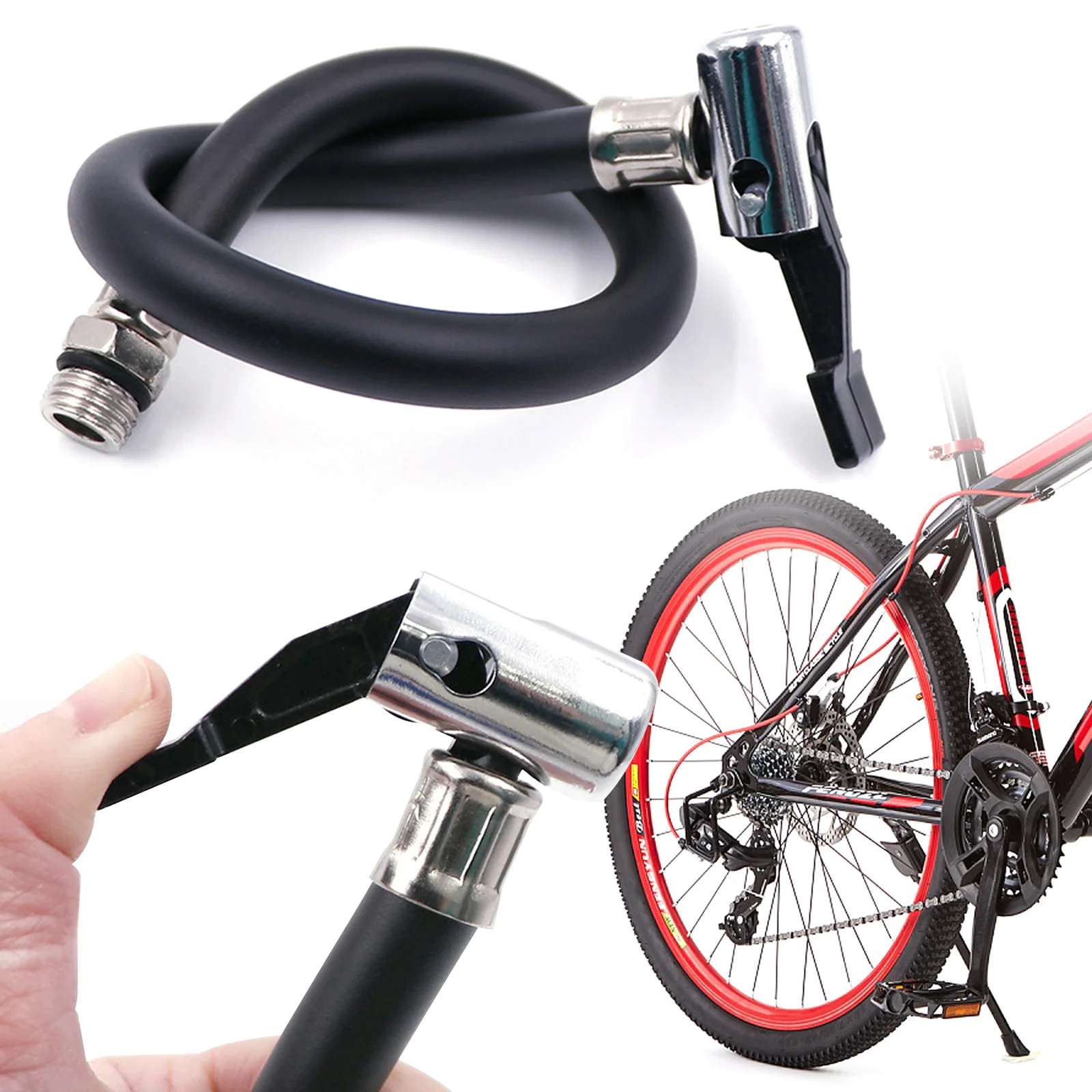 

Flexible Hose for Pump with Quick Release Adapter Tire Inflator Gun Hose with Hand Piece Compressor Hose