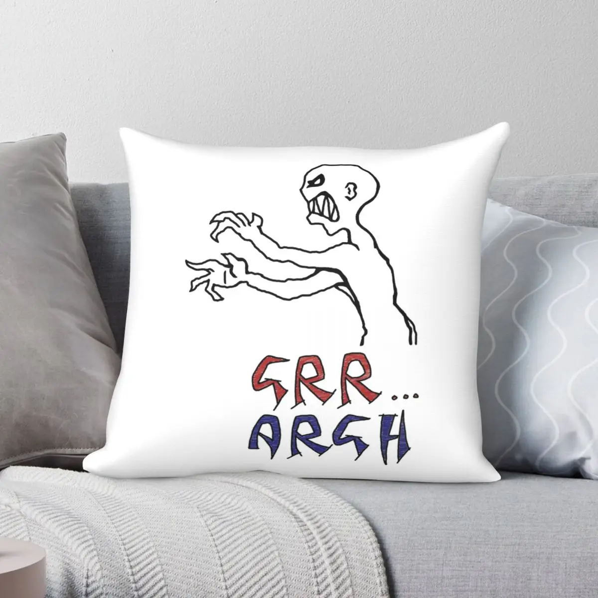

Grr...argh With Colour Square Pillowcase Polyester Linen Velvet Creative Zip Decorative Throw Pillow Case Room Cushion Case