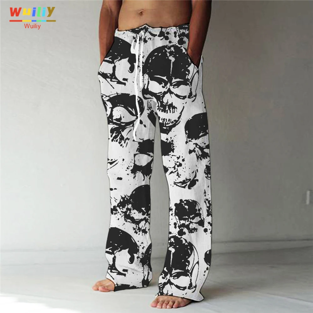 Men's Fashion Straight Trousers 3D Print Elastic Drawstring Design Front Pocket Pants Skull Graphic Prints Skeleton Comfort Soft images - 6