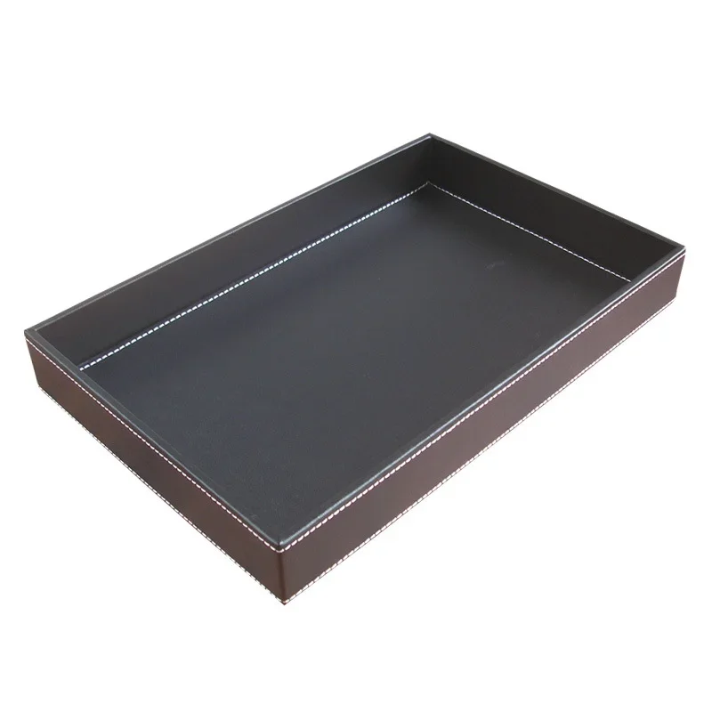

Home Supplies Hotel Serving Tray Faux Leather Waiter Tray Tea Cup Tray Storage Holder
