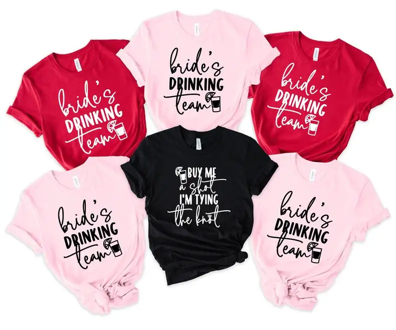 

Im Tying The Knot Bride Shirt,Bachlorette Party Shirts,Brides Drinking Team Shirt,Bridesmaid Gifts 100% cotton women's T-shirt