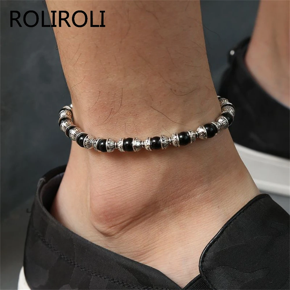 

Beaded Ankle Bracelet Men Feet Jewelry Accessories Adjustable Length Lleg Bracelet Male Fashion Anklets