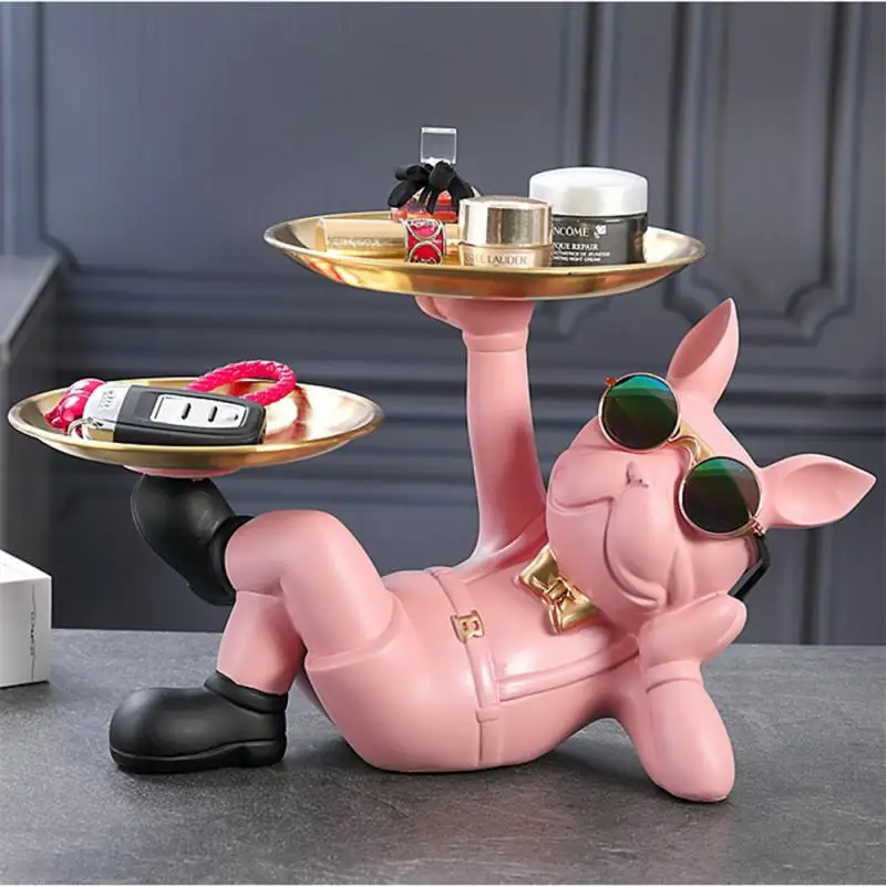 

Room Decoration Crafts Creative Dog Tray Storage Accessories New Dog Ornament Big Mouth French Bulldog Statue Storage Box