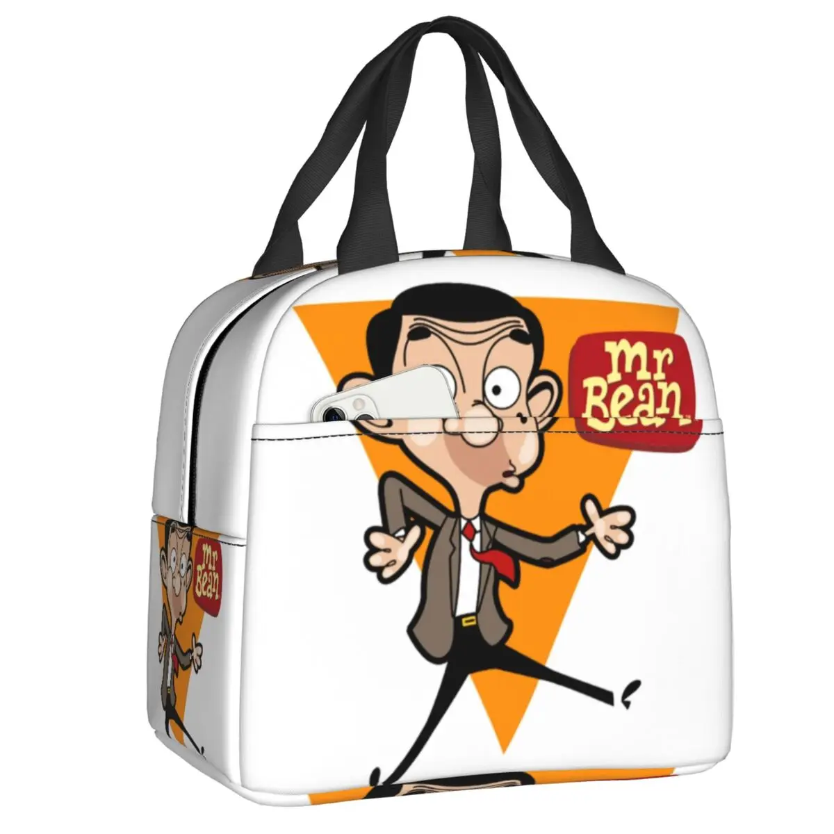 Mr Bean Cartoon Tv Movies Thermal Insulated Lunch Bag Women Portable Lunch Tote for School Office Outdoor Multifunction Food Box