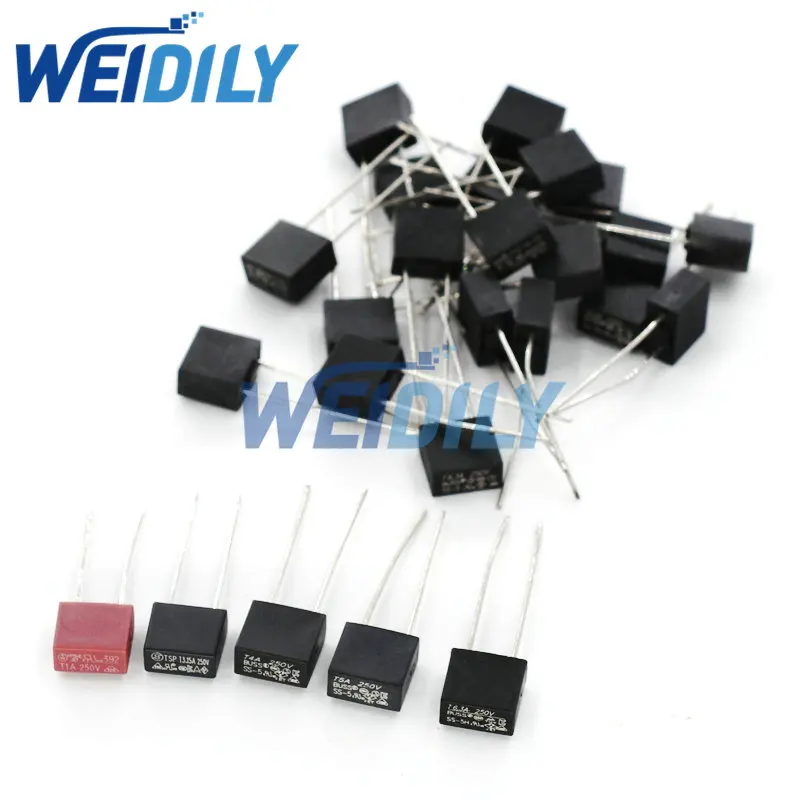 

20PCS Fuses 2A 1A 3.15A 4A 5A 6.3A 250V 392 Square Plastic Fuse T2A LCD TV Power Board Commonly Used Fuses Slow Blow Fuse T3.15A