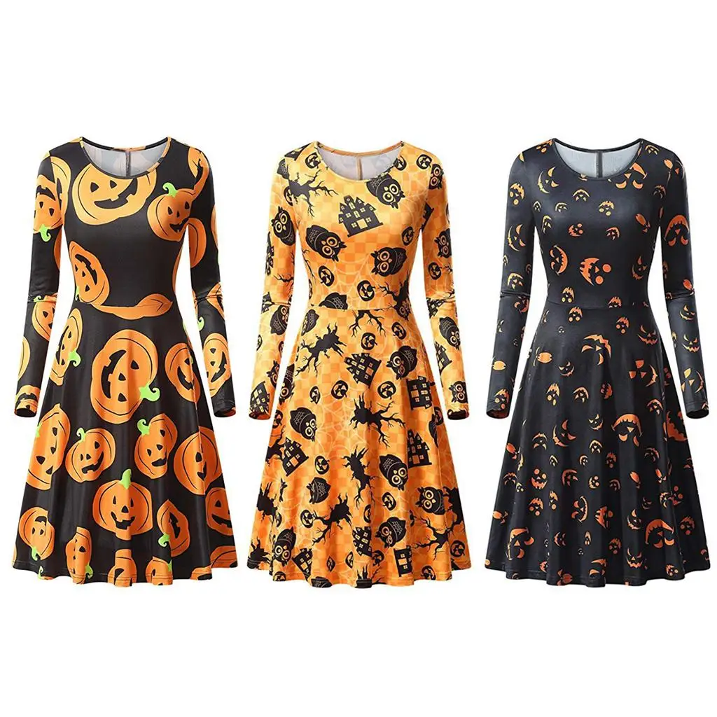 

-Womens Dresses, Round Collar Dress, Milk Shreds Dress, Printed Dress for