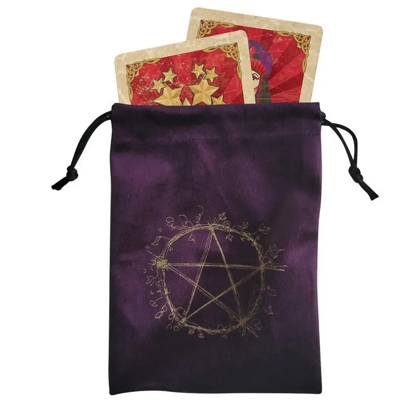 

Tarot Bag Velvet Storage Bag Drawstring Jewelry Pouch Five-Pointed Star Tarot Rune Bag Dice Bag Travel Gift Bags For Tarot