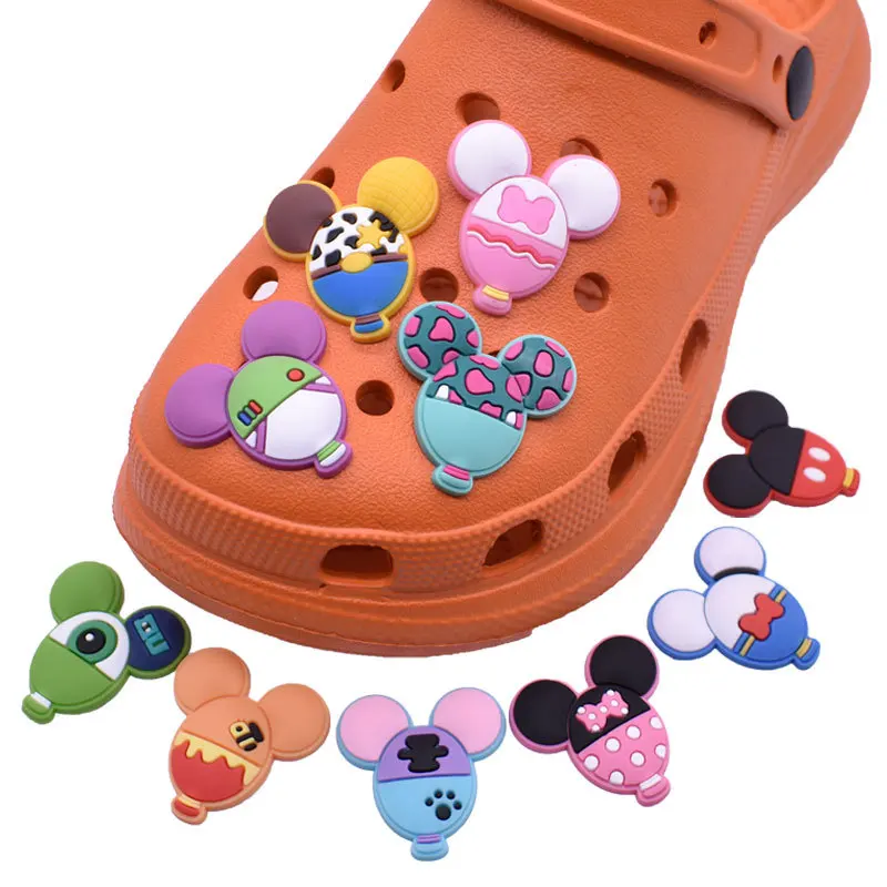

New 1pcs Single Sale Wholesale Mickey Mouse Shape Disney Figures PVC Shoe Buckle DIY Accessories Croc Charms Souvenir Kids Gifts