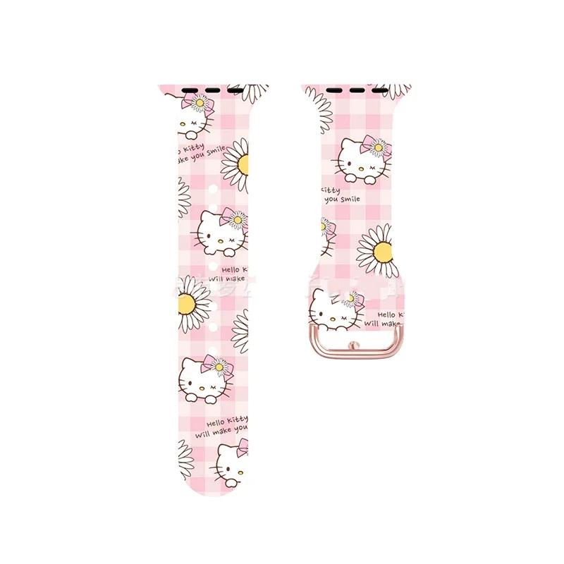 Ремешок силиконовый Hello Kitty для Apple Watch Series 7 6 Se 5 4 3 браслет IWatch 44 мм 45 40 38 42