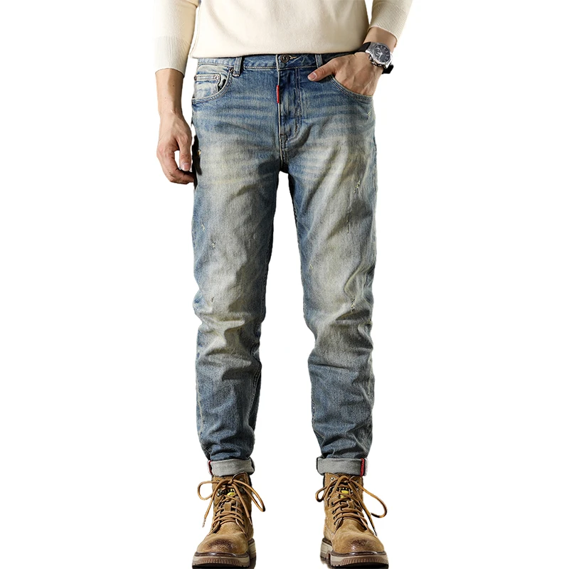 Джинсы мужские прямые свободного покроя уличная одежда Корейская версия ретро