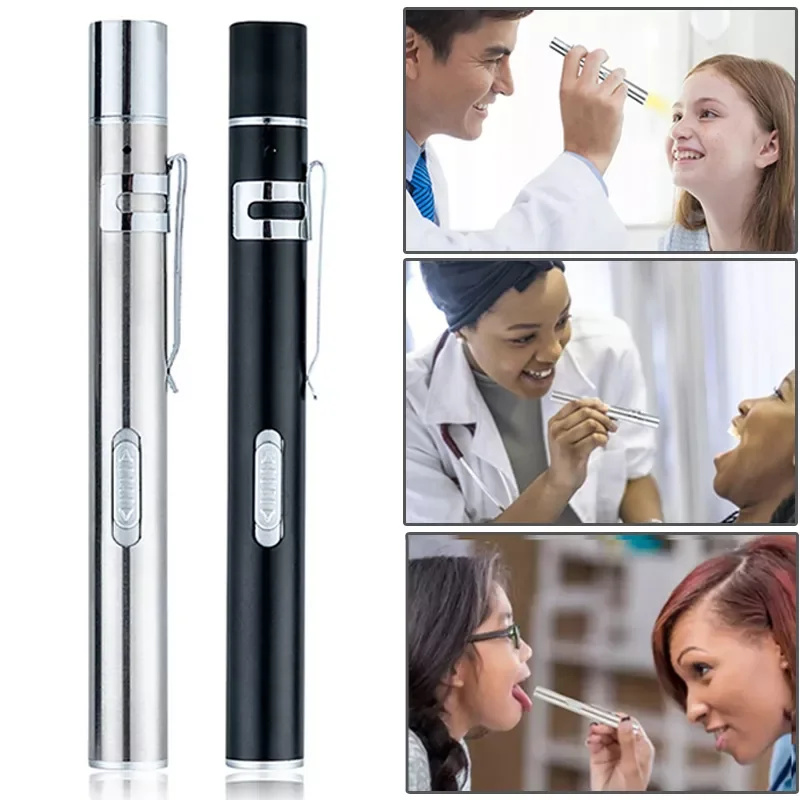 

Ручка медицинская аккумуляторная с зарядкой от USB, двухцветная портативная светодиодная ламфонарь для медсестры с клипсой из нержавеющей с...