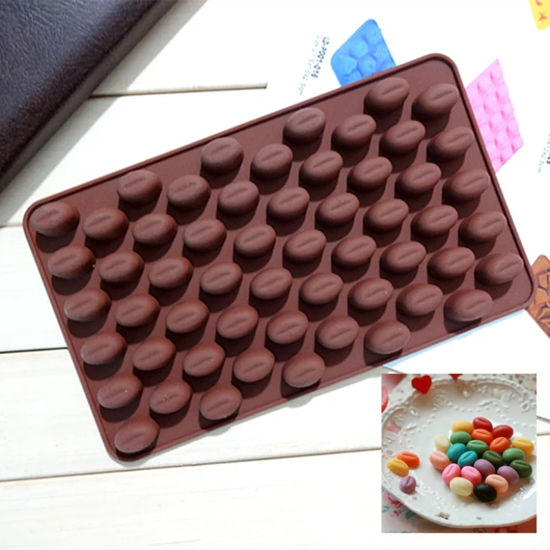 

New Arrival High Quality Silicone 55 Cavity Mini Coffee Beans Mould Cake Decor Chocolate Sugar Candy Mold E082