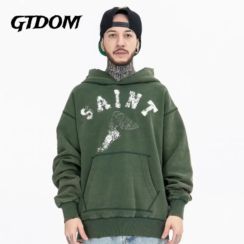 

Новинка Мужская осень-зима 2022 GTDOM в стиле хип-хоп винтажная стирка вода Повседневный o-образный вырез случайный стиль изношенная свободная ф...