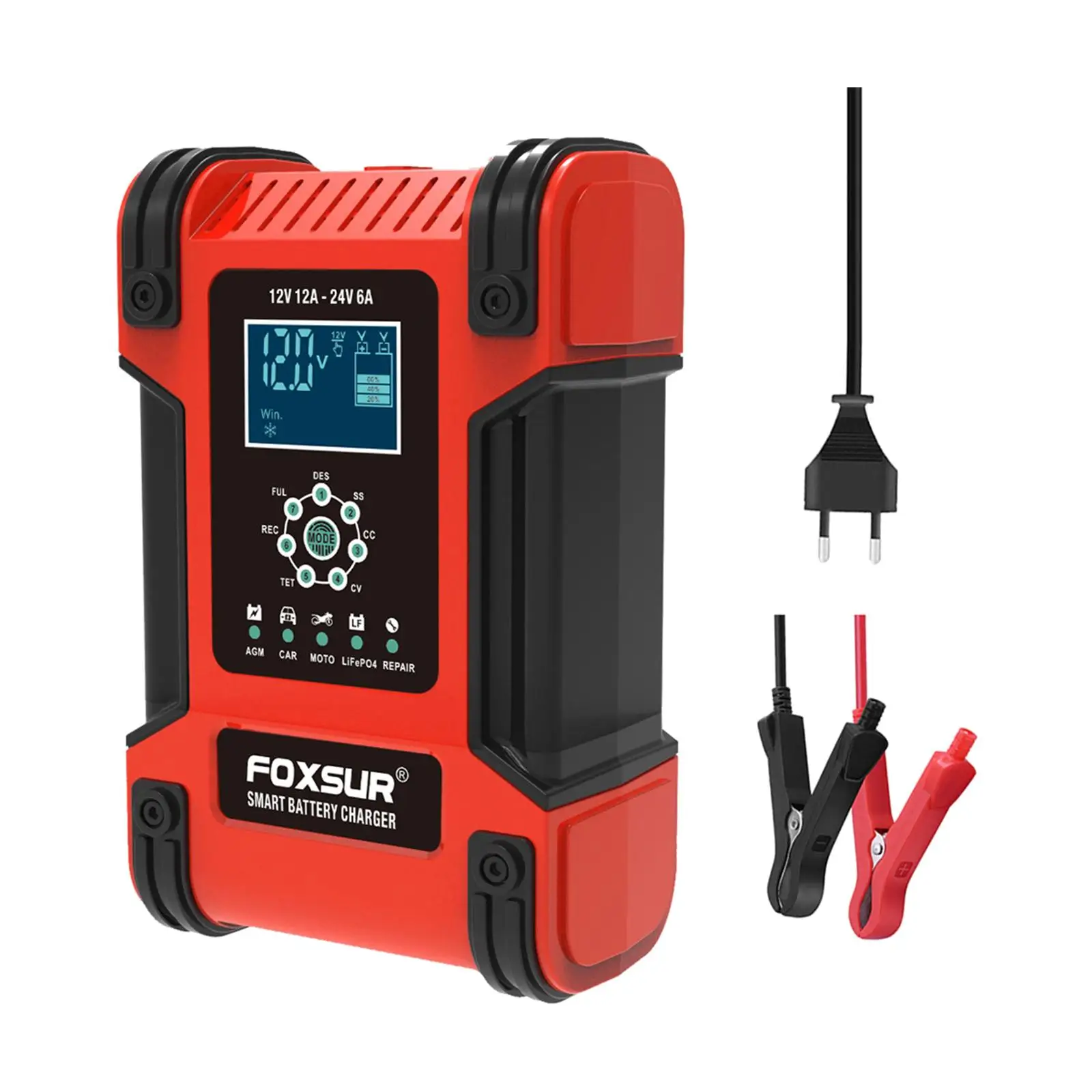 

Car Battery Charger 12V 12A 24V 6A Power Automatic Charge Charging EU Plug