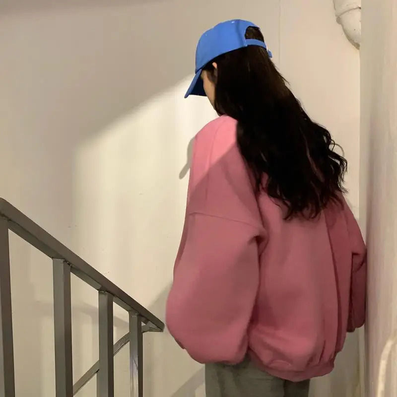 Осенние женские свободные толстовки Harajuku с буквенным принтом свитшот на