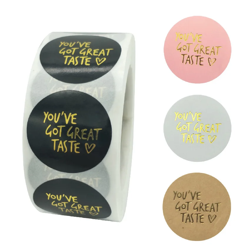 

5 Designs Pink Black Business Label Stickers Paper "You've got great taste" for Baking Packaging Seal Labels Stationery Stickers
