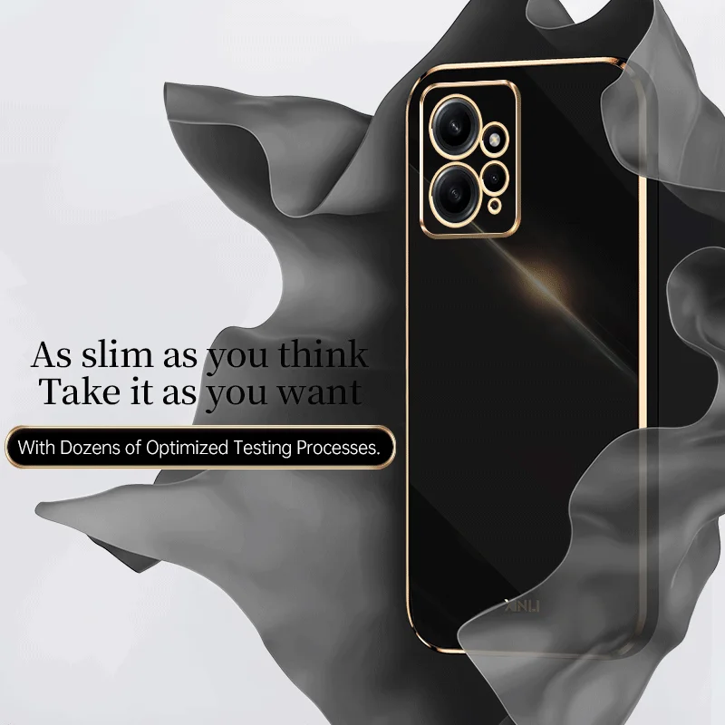 

NEW 6D Luxury Plating Square Phone Case For Xiaomi Redmi note 12 4G Plating Square Soft Plating Soft Silicone Shockproof Cover