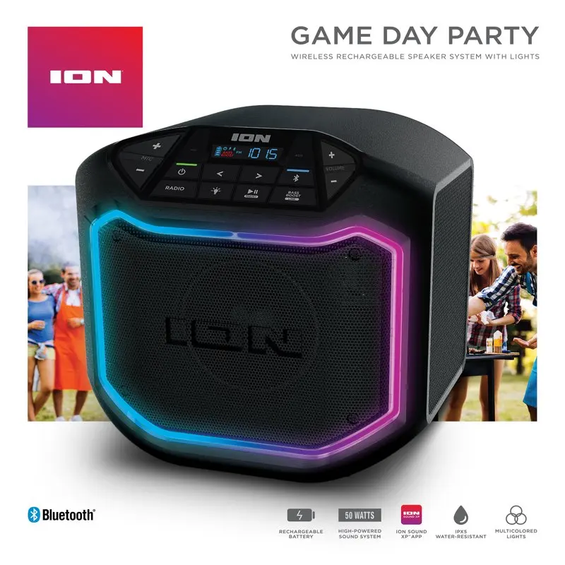 

Fantastic Portable Black LED Speaker with iPA127 Bluetooth Connection - Ideal for a Daytime Party and Ambient Lighting.