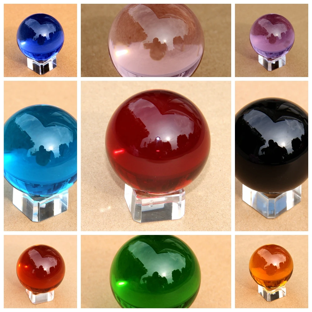 

30mm Colors Crystal Glass Smooth Ball Sphere Gemstone for Photography Props Home Decoration Gifts Healing Stone Decor Feng Shui