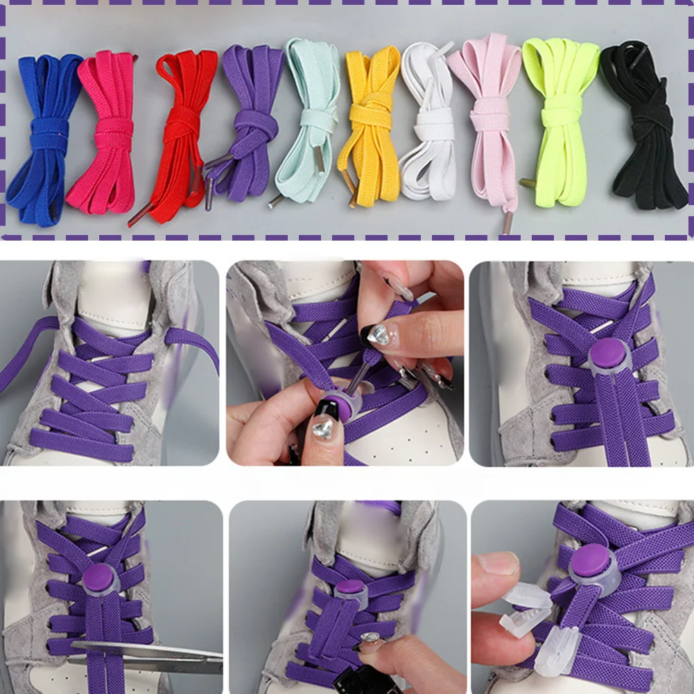 No Tie Flat Hiking Running Shoe Lace Elastic Shoelaces Outdoor Leisure Sneakers Quick Safety Flat Shoelace Kids Adult Lazy Laces