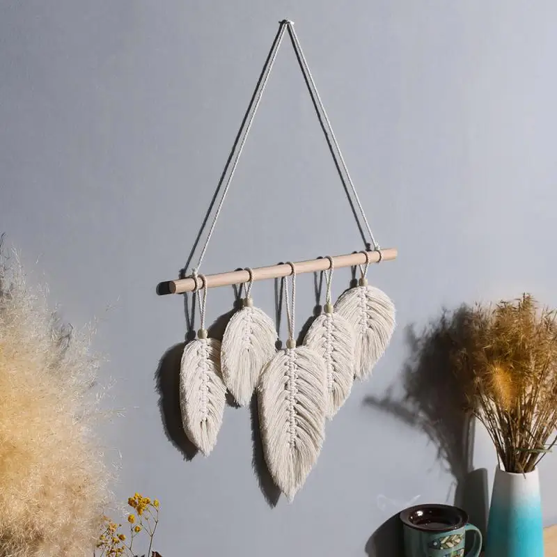 

Home Living Room Wedding Decoration Gift Wall Hanging Decoration Home Tapestry Wall Decoration Nordic Leaf Feather Weaving