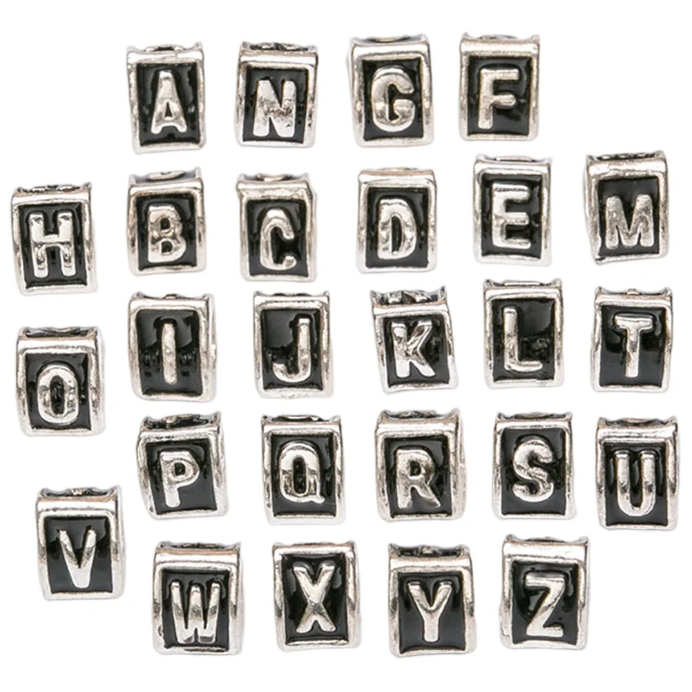 26 Pcs Metal Beads DIY Letter Alphabet Bracelet Bracelets Letters Make Triangle Jewelry Making
