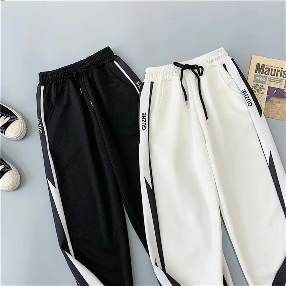 

Women's Drawstring Sports Pants Loose Elastic Foot Cuff Korean Baggy Trousers Straight Style High Waist Jogger Pants Pr Sale
