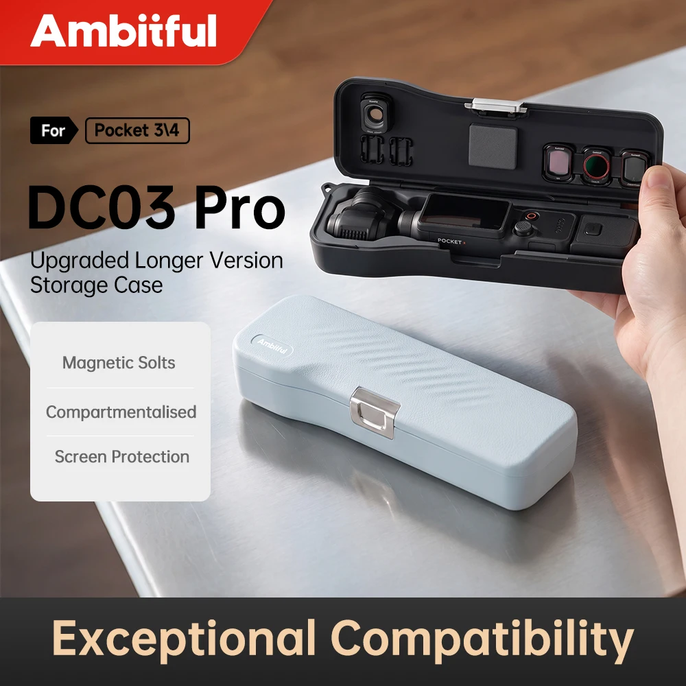 Фото Ударопрочный кейс Ambitful DC03 Pro с отделениями для хранения и переноски для DJI Osmo Pocket 3 / Pocket 4 №1