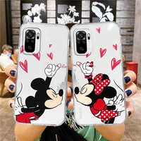 pink mickey minnie couple phone case for xiaomi redmi note 11e 11s 11 11t 10 10s 9 9t 9s 8 8t pro plus 5g 7 5 transparent tpu