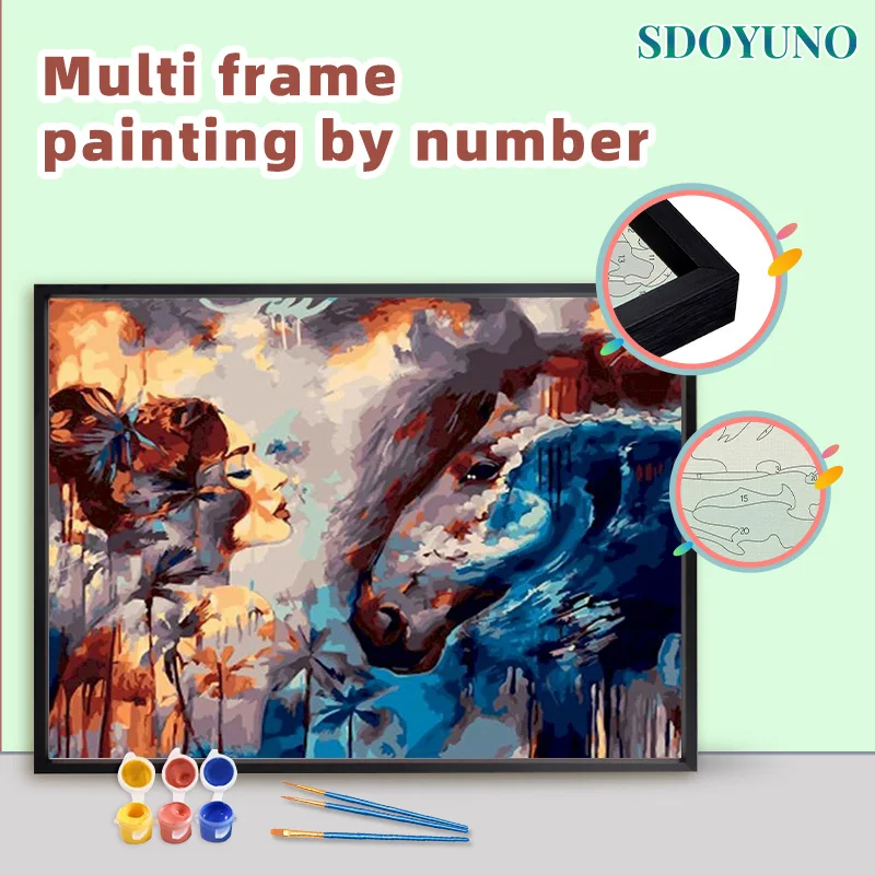

SDOYUNO Interior Painting by numbers Handpainted Canvas painting Figure And Animals DIY Markers by numbers Adults crafts