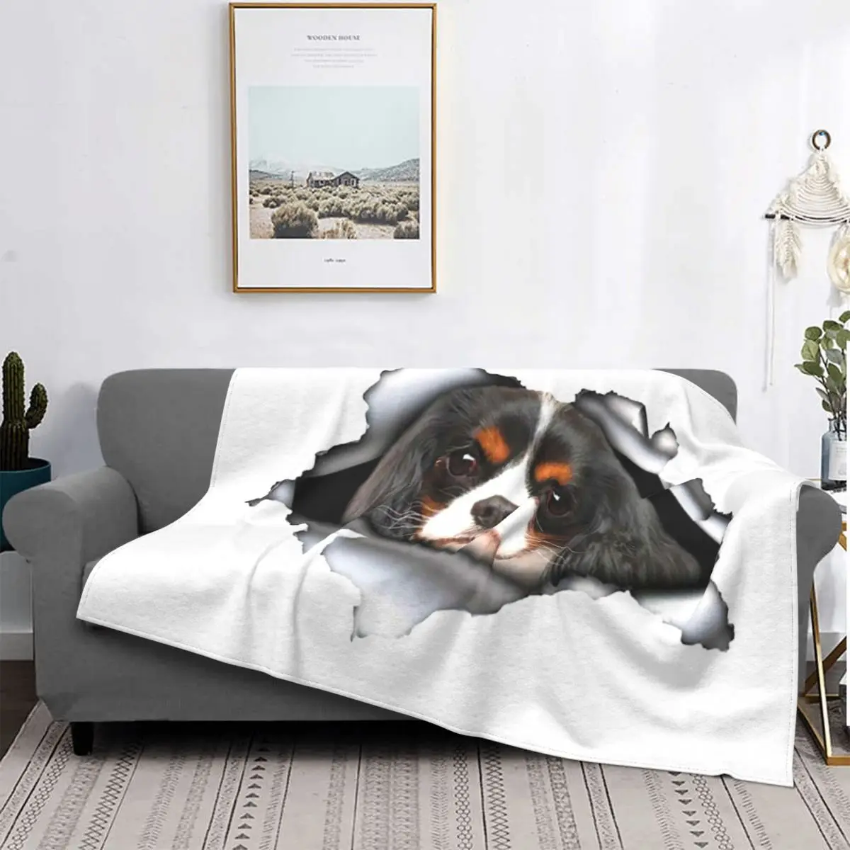 

Charles Spaniel Blanket Soft Flannel Fleece Warm Pet Lover Dog Throw Blankets for Car Bedroom Sofa Bedspreads Cute Cavalier King