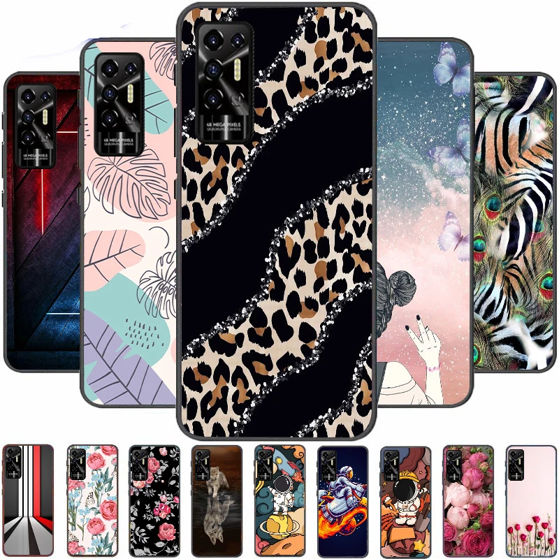 

For Tecno Pova 2 Case Pova2 2021 Cover For Tecno Pova 2020 Shell Soft Silicone Cases Phone Back Cover Flower Bag Fundas