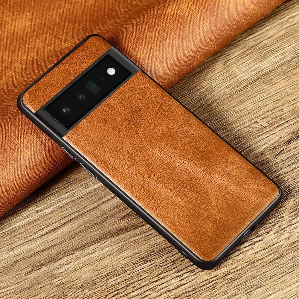 Cowhide Genuine Leather Phone Case for Google Pixel 6 Pro Case 6A 6 5 4 4A Pixel 5A 5G Luxury 360 Full Coverage Cover Shell