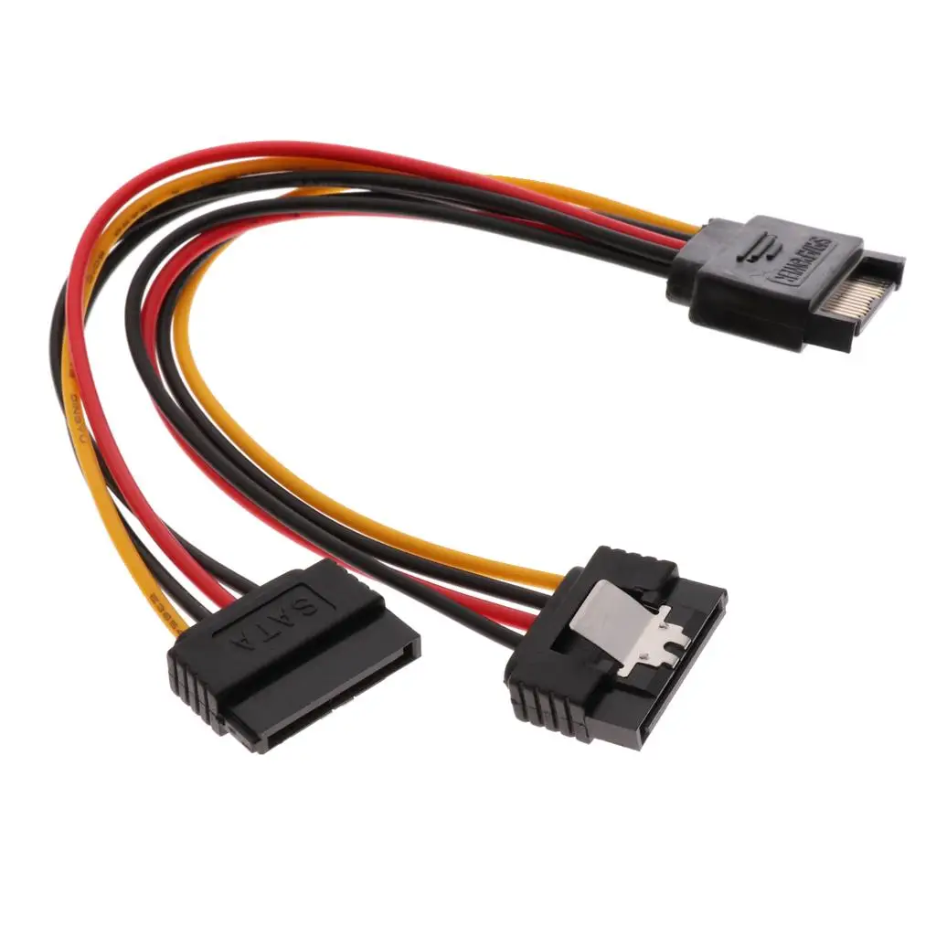 

SATA 15Pin Male to 2x 15-Pin Female 1 to 2 Power Extension Y Splitter Cable