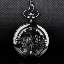 Famous Movie Black Hollow Big Dial Roman Numerals Quartz Pocket Watch Necklace Pendant Gifts For Women Or Man with  Fob Chain