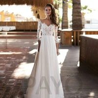 elegant wedding dress exquisite appliques o neck beading a line buttons white simple beach gown vestido de novia for women