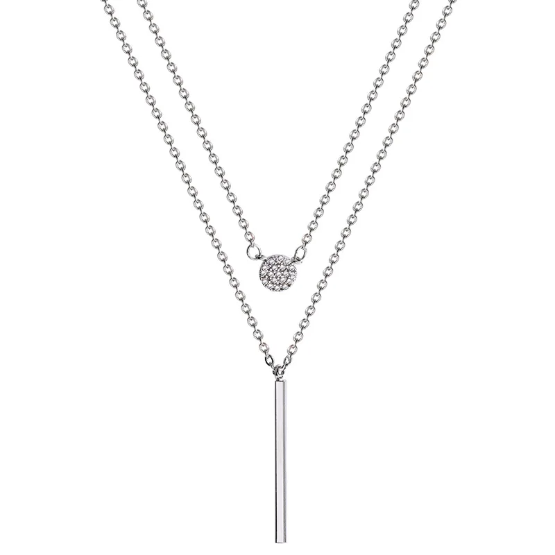 

Women Pendants Zircon Women Jewelry Double Layer Zircon Pendant Necklace For Women 2022 Silver Women Personality Gift LDH0004
