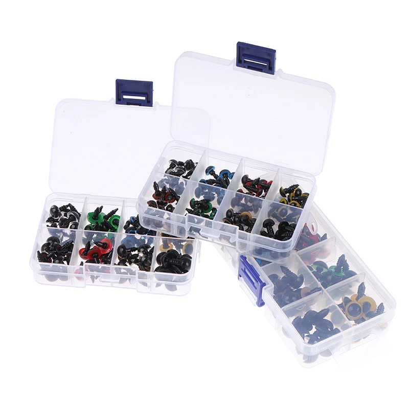 

100PCS 8/10/12mm Mix Color Plastic Animal Safety Eyes For Toys Teddy Bear Stuffed For Dolls Craft Accessories Box