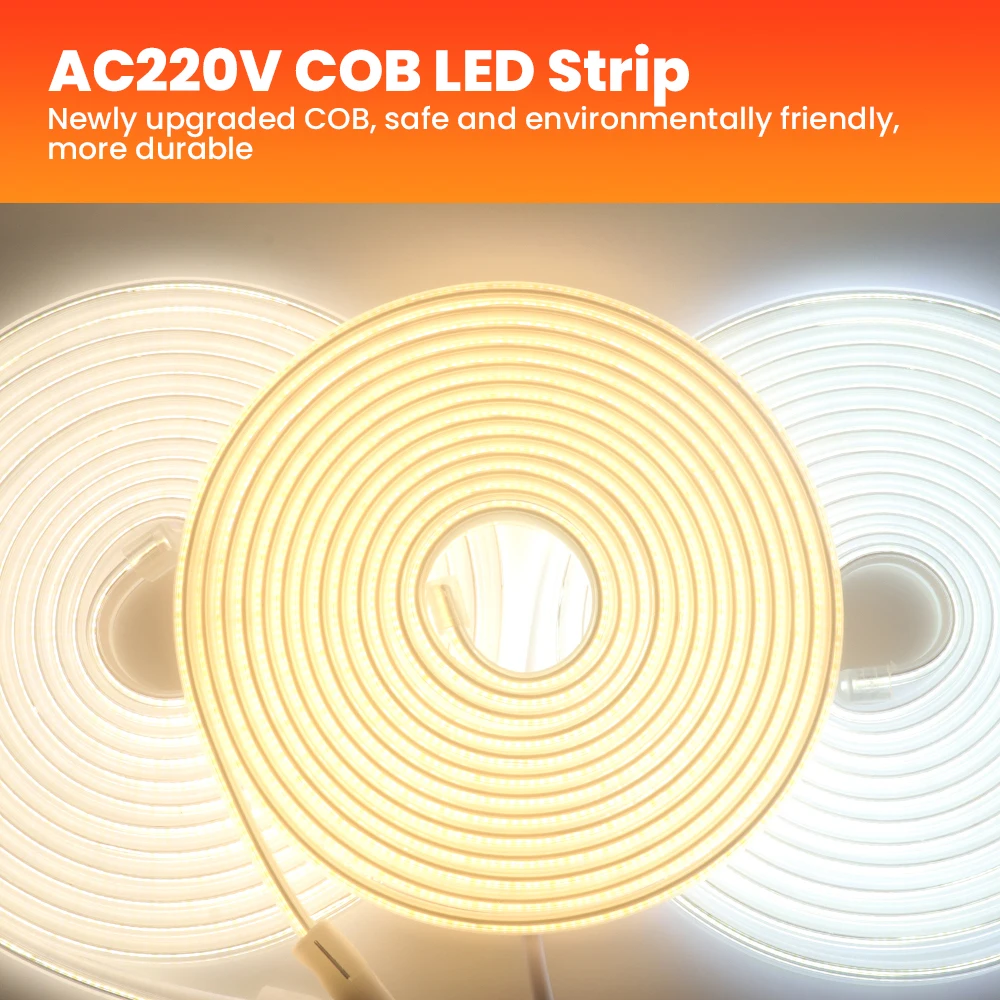 Светодиодная лента COB с переключателем ВКЛ./ВЫКЛ. гибкая Водонепроницаемая