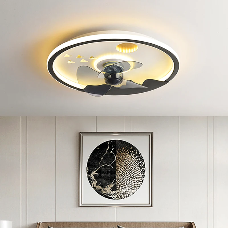 

Скандинавский потолочный вентилятор с подсветильник кой и бесшумным охлаждающим вентилятором, бесшумный потолочный вентилятор с светильн...